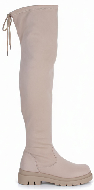 BEŻOWE ZAMSZOWE KOZAKI ZA KOLANO KLASYCZNE VALARIA 1