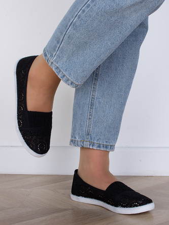CZARNE DAMSKIE KORONKOWE TRAMPKI TENISÓWKI SULA