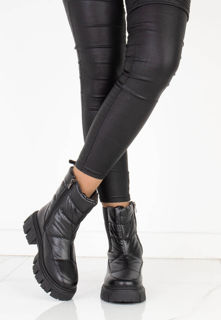 CZARNE ŚNIEGOWCE BOTKI  OCIEPLANE NA PLATFORMIE 6