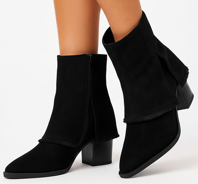 CZARNE DAMSKIE BOTKI NA SŁUPKU ZAMSZOWE ZAMEK ALTERA 4