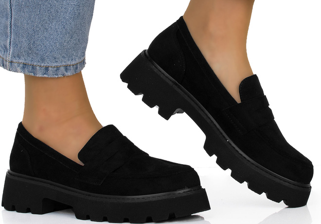 CZARNE MOKASYNY ZAMSZOWE DAMSKIE WSUWANE SLIP ON BELISE 2