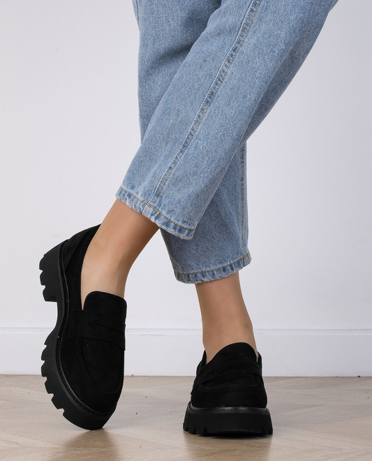 CZARNE MOKASYNY ZAMSZOWE DAMSKIE WSUWANE SLIP ON BELISE 5