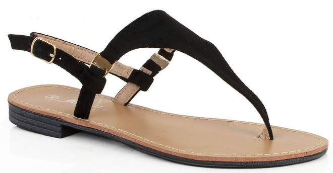 KLAPKI CZARNE ZAMSZOWE JAPONKI DAMSKIE ABBY 1