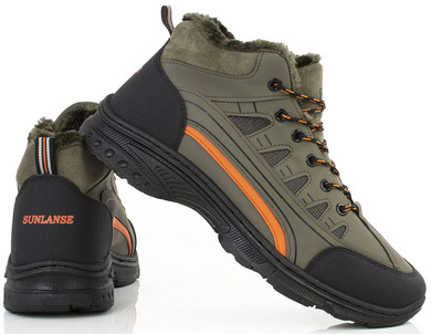 ZIELONE MĘSKIE OCIEPLANE BUTY TREKKINGOWE