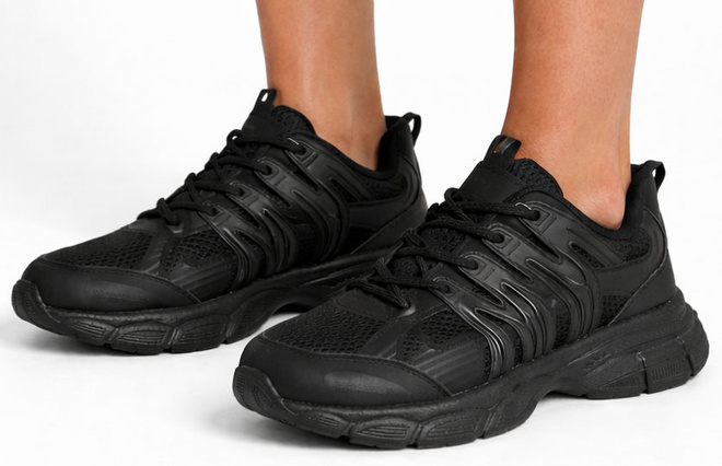 CZARNE DAMSKIE BUTY SPORTOWE SNEAKERSY SZNUROWANE 4