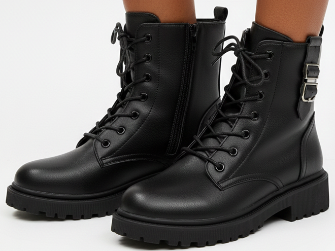 CZARNE BOTKI  DAMSKIE OCIEPLANE TRAPERY NA PLATFORMIE 4