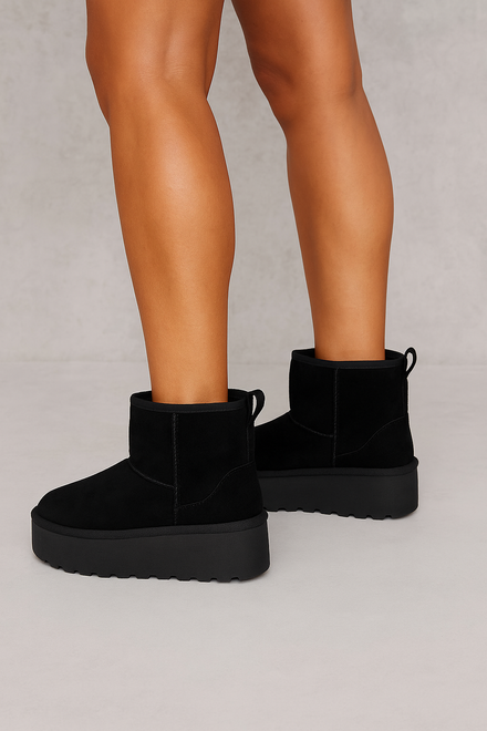 CZARNE OCIEPLANE ŚNIEGOWCE BOTKI NA PLATFORMIE EDDIE 6