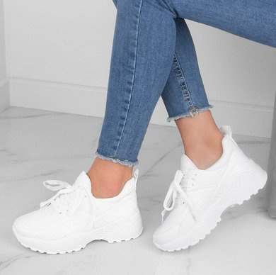 SPORTOWE BIAŁE SNEAKERSY NA PODWYŻSZENIU TRACY