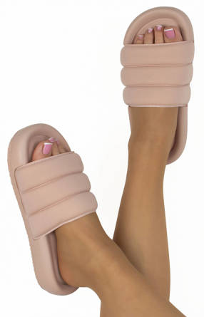 RÓŻOWE KLAPKI NA PLATFORMIE PIKOWANE DIMITRI