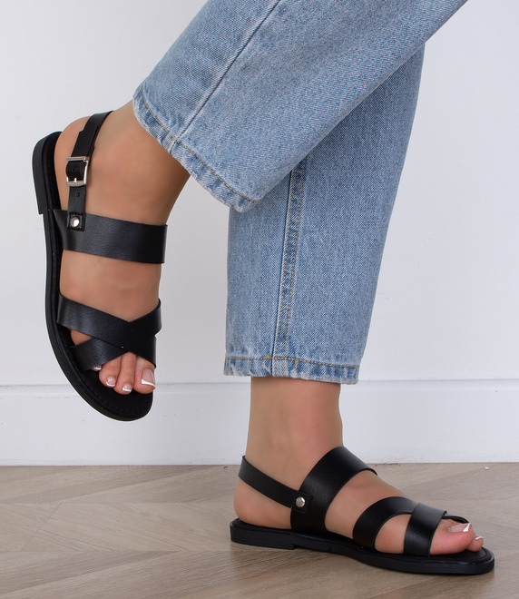 CZARNE KLASYCZNE DAMSKIE LEKKIE SANDAŁY KLAPKI ABINA