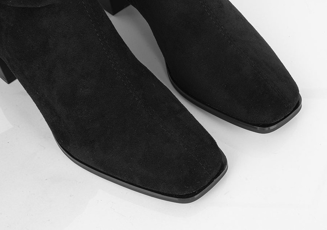 CZARNE DAMSKIE ZAMSZOWE KOZAKI NA OBCASIE ZAMEK DORELLA 5