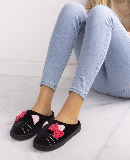 CZARNE OCIEPLANE KAPCIE KLAPKI DOMOWE PUFFY 7