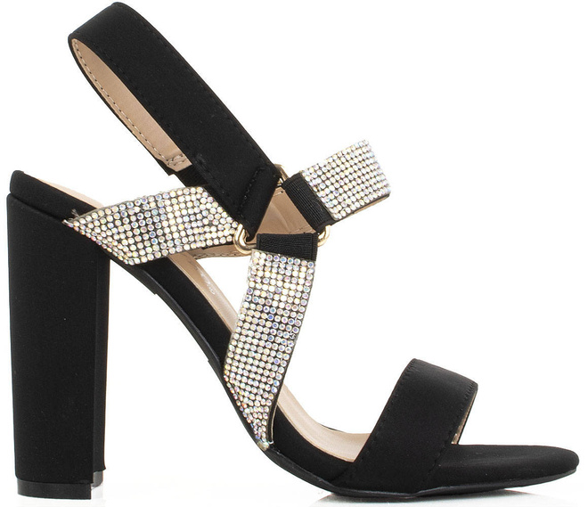 CZARNE SANDAŁY NA SŁUPKU Z CYRKONIAMI RIVA 1