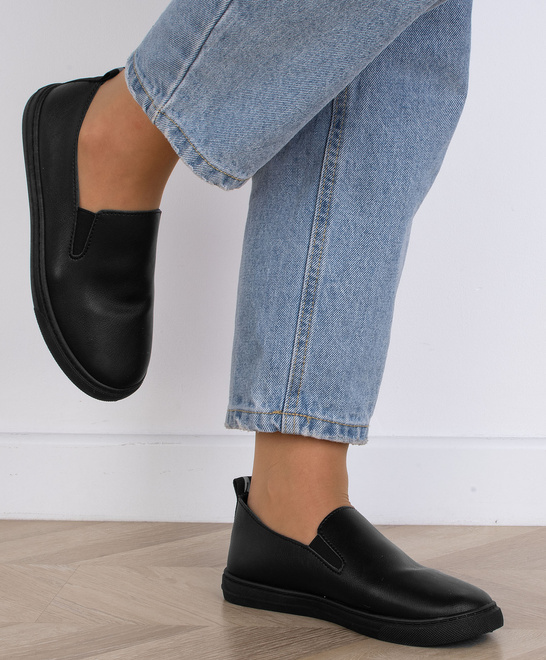 CZARNE TENISÓWKI BALERINKI WSUWANE SLIP ON ALVERY