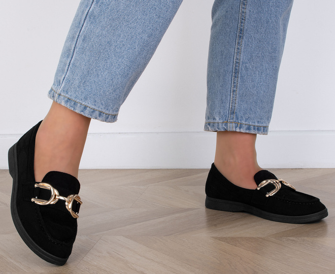 CZARNE MOKASYNY ZAMSZOWE PÓŁBUTY DAMSKIE LOLILA 5