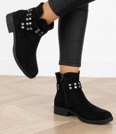 CZARNE BOTKI ZAMSZOWE OCIEPLANE TRAPERY DŻETY JUDE