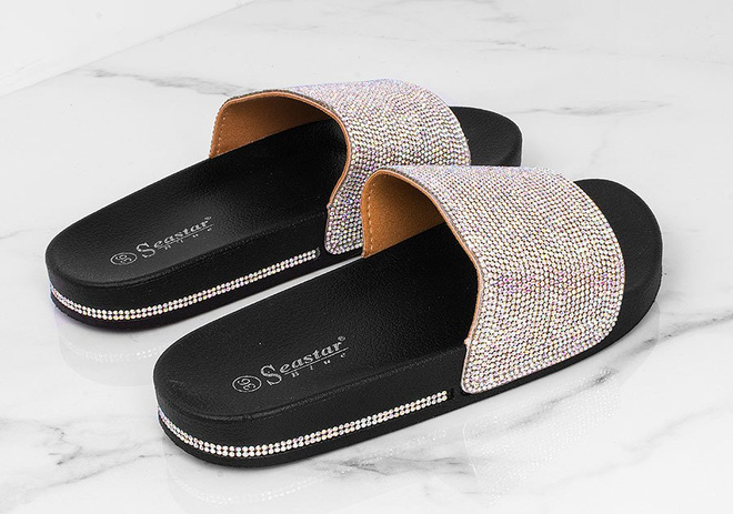 CZARNE GUMOWE KLAPKI Z CYRKONIAMI KATIS 2