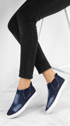 GRANATOWE WYSOKIE TRAMPKI TENISÓWKI JEANS