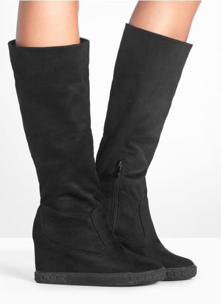 CZARNE ZAMSZOWE KOZAKI NA KOTURNIE MARGITA 4