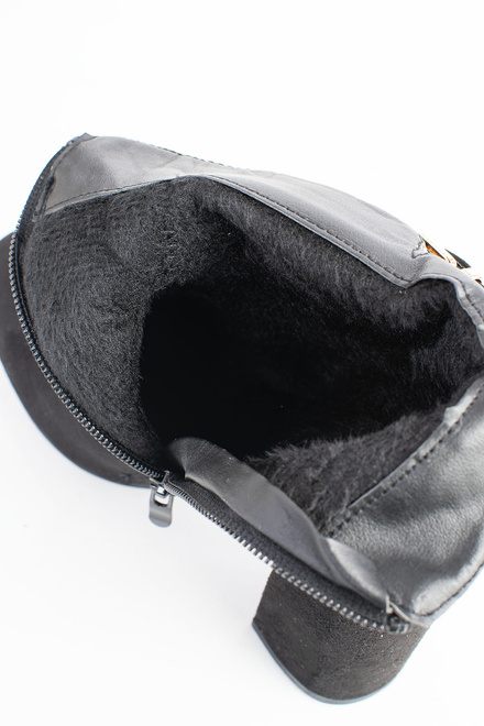 CZARNE DAMSKIE BOTKI NA SŁUPKU ZAMSZOWE OCIEPLANE OZDOBA 6