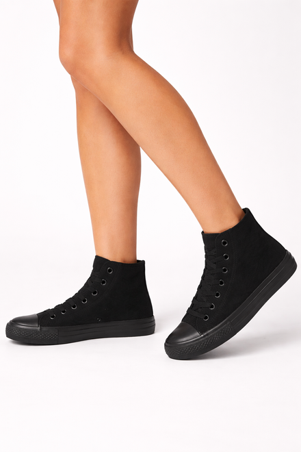 KLASYCZNE CZARNE WYSOKIE TRAMPKI TENISÓWKI SZNUROWANE 7