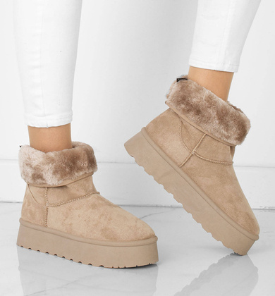 BEŻOWE OCIEPLANE ŚNIEGOWCE BOTKI NA PLATFORMIE CYNDI