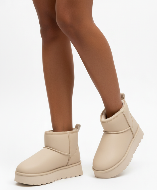 BEŻOWE OCIEPLANE ŚNIEGOWCE BOTKI NA PLATFORMIE SOLVE 6