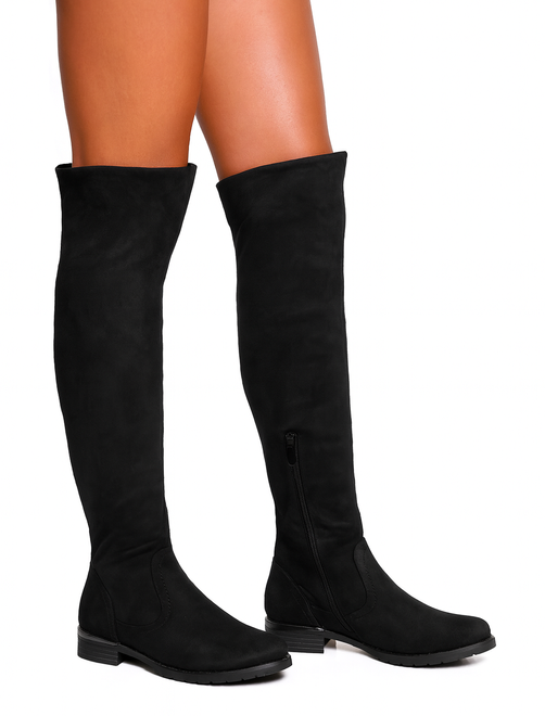 CZARNE ZAMSZOWE KOZAKI ZA KOLANO KLASYCZNE CASIN 4