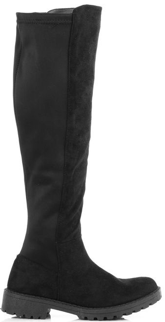 CZARNE ZAMSZOWE KOZAKI ZA KOLANO OFICERKI 1