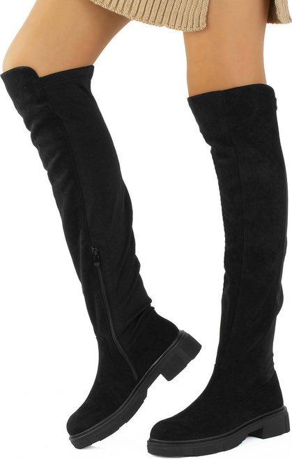 CZARNE ZAMSZOWE KOZAKI ZA KOLANO LOTTY 4