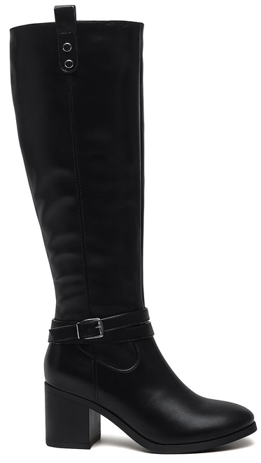 CZARNE DAMSKIE KOZAKI SKÓRZANE NA SŁUPKU OCIEPLANE SEWORE 1