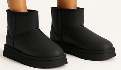 CZARNE OCIEPLANE ŚNIEGOWCE BOTKI NA PLATFORMIE EKO SKÓRA TOLI