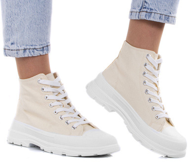 BEŻOWE WYSOKIE TRAMPKI KERIS