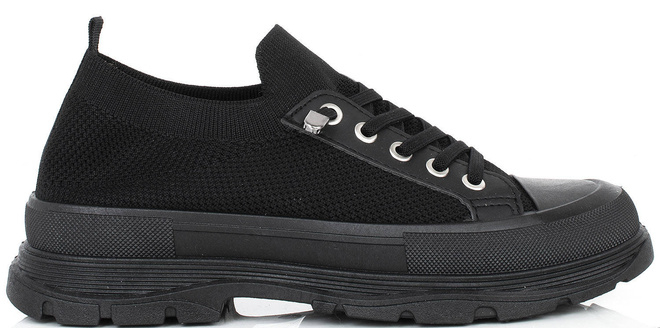 CZARNE NISKIE TRAMPKI ELASTYCZNE SIATKA CAMBRIA 1