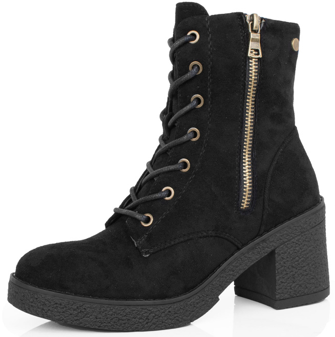 CZARNE DAMSKIE BOTKI NA SŁUPKU ZAMSZOWE VERO 3