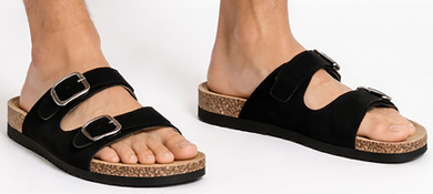 CZARNE KLAPKI MĘSKIE Z KLAMRĄ