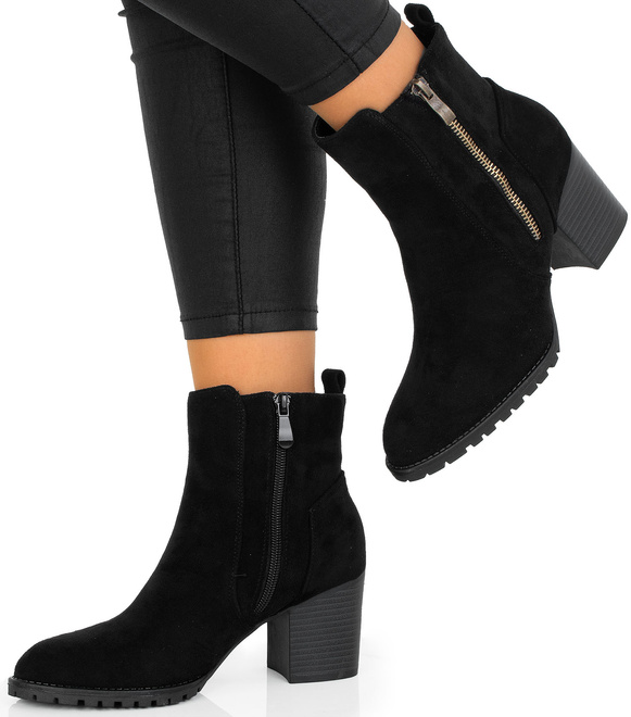 CZARNE DAMSKIE BOTKI NA SŁUPKU ZAMSZOWE GOLIA 4