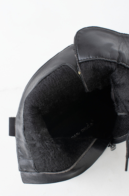 DAMSKIE CZARNE ZAMSZOWE BOTKI TRAPERY OCIEPLANE 7