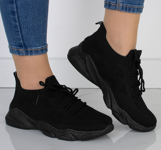 DAMSKIE CZARNE BUTY LEKKIE SNEAKERSY ELODIE 8