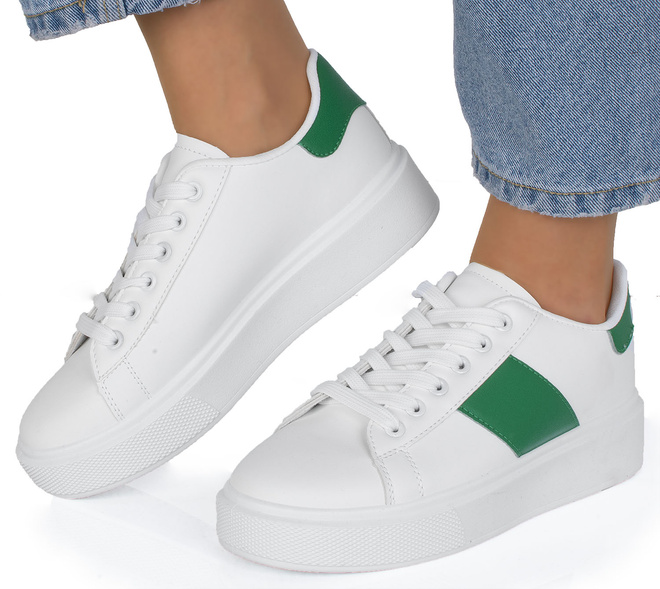 BIAŁE SNEAKERSY TRAMPKI KLASYCZNE NA PLATFORMIE SOFIA 4