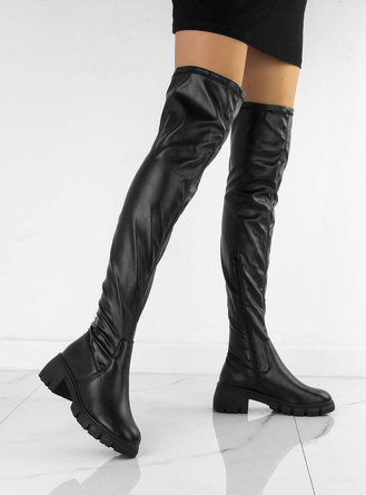 CZARNE SKÓRZANE KOZAKI ZA KOLANO WYSOKIE MIRINA