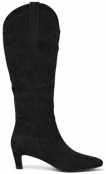 CZARNE DAMSKIE ZAMSZOWE KOZAKI NA OBCASIE ZAMEK 1