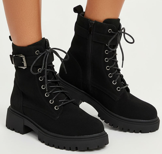 DAMSKIE CZARNE ZAMSZOWE BOTKI TRAPERY OCIEPLANE 2