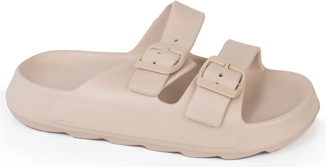 BEŻOWE DAMSKIE KLAPKI WYGODNE NA PLATFORMIE JEREZ 1
