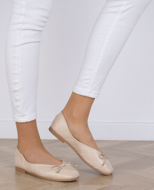 BEŻOWE WYGODNE DAMSKIE BALERINKI KLASYCZNE ARISANA