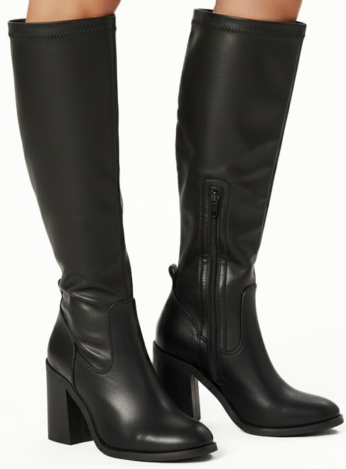 DAMSKIE CZARNE SKÓRZANE KOZAKI NA ZAMEK NA SŁUPKU 4