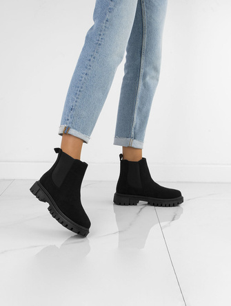 CZARNE BOTKI SZTYBLETY ZAMSZ KLASYCZNE SIMON