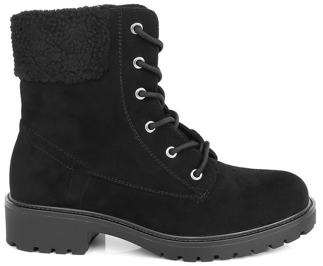 DAMSKIE CZARNE ZAMSZOWE BOTKI TRAPERY OCIEPLANE HARISE 1