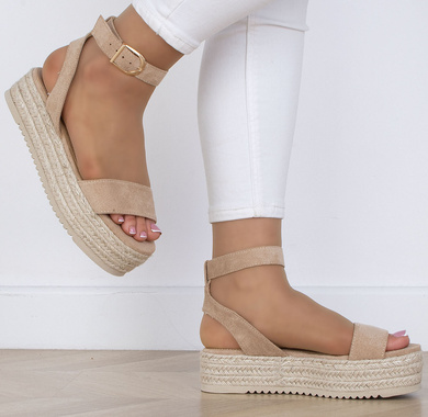 BEŻOWE SANDAŁY ESPADRYLE DAMSKIE NA PLATFORMIE BILLIE