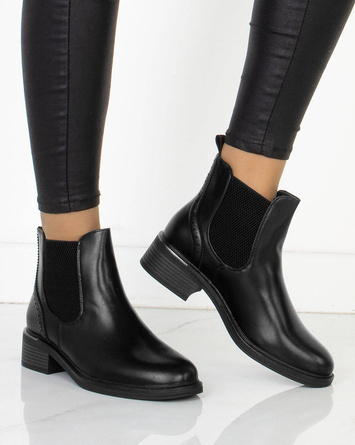 CZARNE SKÓRZANE BOTKI SZTYBLETY KLASYCZNE WSUWANE LORI
